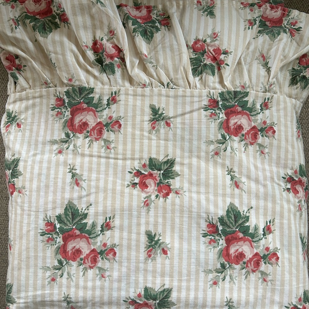 Ralph Lauren Sophie Brooke Twin Flat Beige Stripe w Ruffle